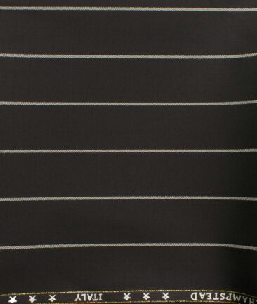 J.Hampstead Men's Wool Stripes Super 100's  Unstitched Trouser Fabric (Black)