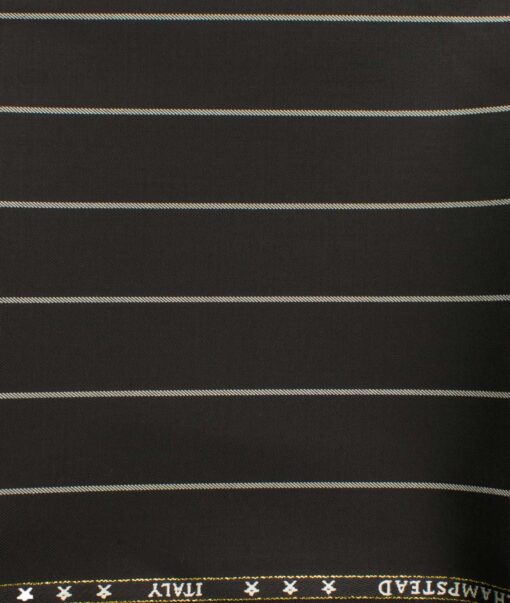 J.Hampstead Men's Wool Stripes Super 100's  Unstitched Trouser Fabric (Black)
