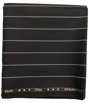 J.Hampstead Men's Wool Stripes Super 100's  Unstitched Trouser Fabric (Black)