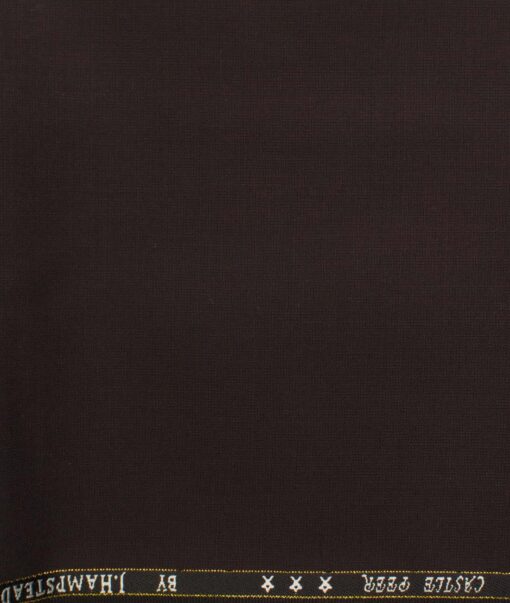 J.Hampstead Men's Wool Self Design Super 100's  Unstitched Trouser Fabric (Dark Wine)