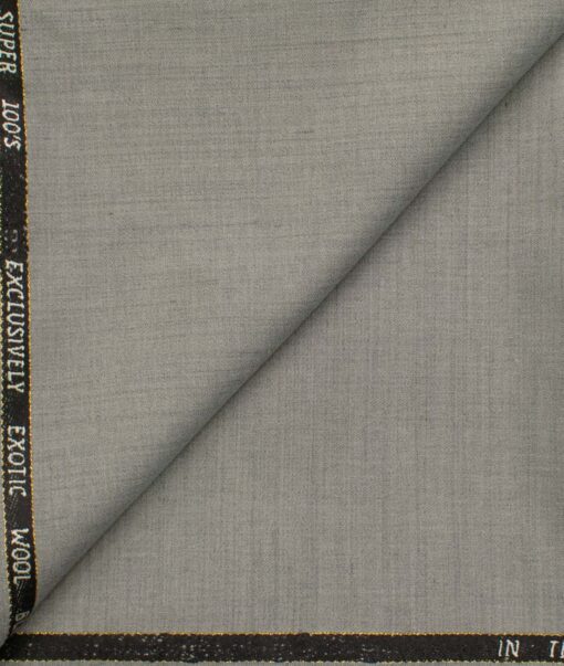 J.Hampstead Men's Wool Self Design Super 100's  Unstitched Trouser Fabric (Worsted Grey)