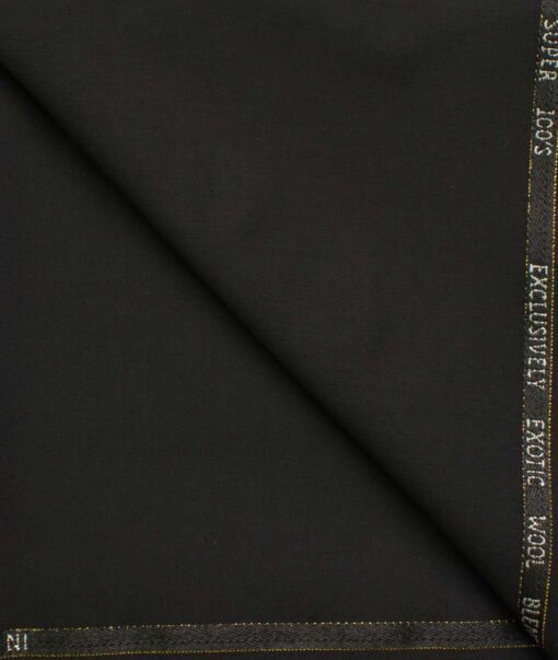 J.Hampstead Men's Wool Solids Super 100's  Unstitched Trouser Fabric (Black)