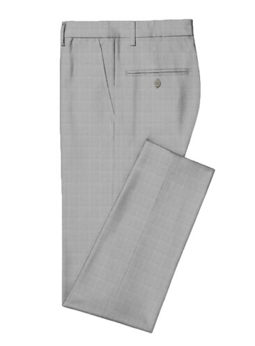 Spaadaa Men's Wool Checks Super 120's  Unstitched Suiting Fabric (Light Grey)