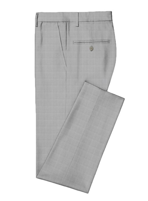 Spaadaa Men's Wool Checks Super 120's  Unstitched Suiting Fabric (Light Grey)
