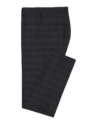 Spaadaa Men's Wool Checks Super 120's  Unstitched Suiting Fabric (Dark Grey)