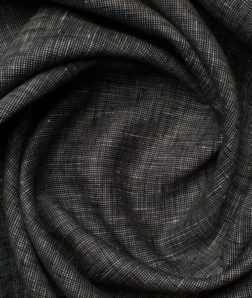 Linen Club Men's Linen Structured 3.75 Meter Unstitched Suiting Fabric (Black)