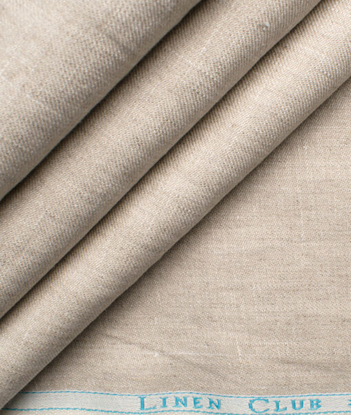 Linen Club Men's Linen Solids 3.75 Meter Unstitched Suiting Fabric (Sand Stone Beige)