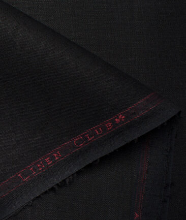 Linen Club Men's Linen Solids 3.75 Meter Unstitched Suiting Fabric (Black)