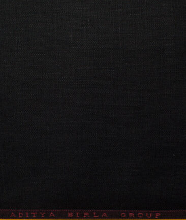 Linen Club Men's Linen Solids 3.75 Meter Unstitched Suiting Fabric (Black)