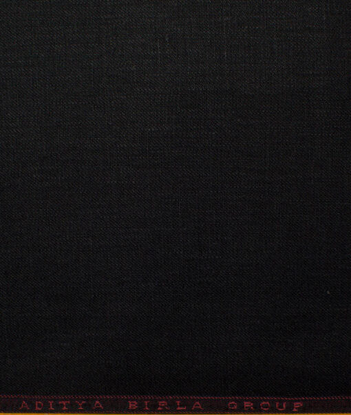 Linen Club Men's Linen Solids 3.75 Meter Unstitched Suiting Fabric (Black)