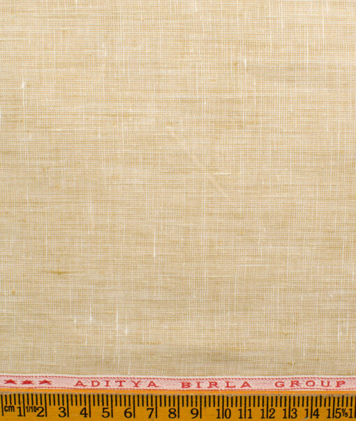 Linen Club Men's Linen Self Design 3.75 Meter Unstitched Suiting Fabric (Eggnog Beige)
