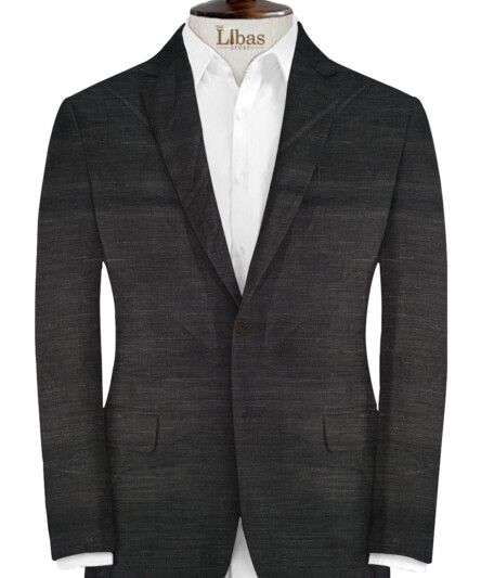 Linen Club Men's Linen Self Design 3.75 Meter Unstitched Suiting Fabric (Dark Grey)