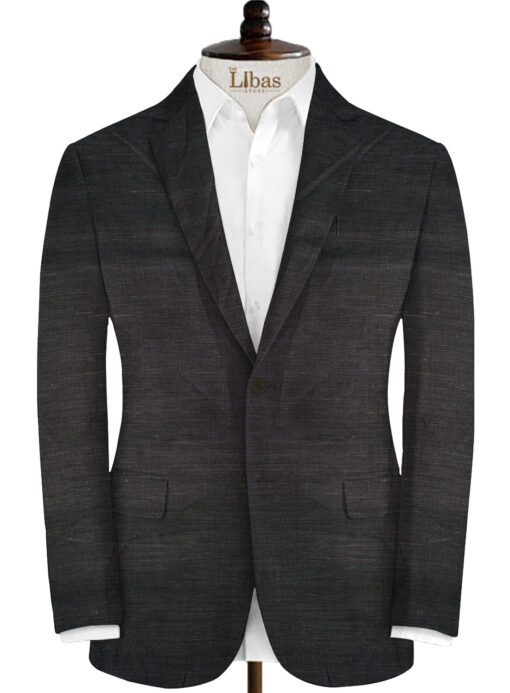 Linen Club Men's Linen Self Design 3.75 Meter Unstitched Suiting Fabric (Dark Grey)