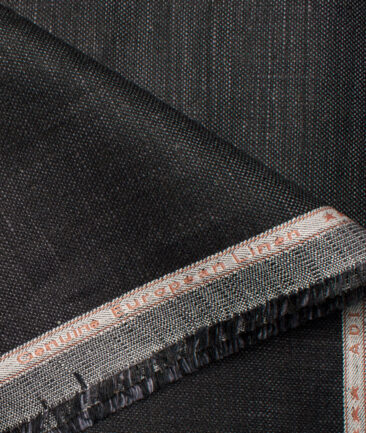 Linen Club Men's Linen Self Design 3.75 Meter Unstitched Suiting Fabric (Dark Grey)