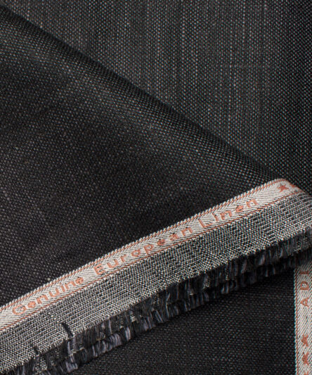 Linen Club Men's Linen Self Design 3.75 Meter Unstitched Suiting Fabric (Dark Grey)