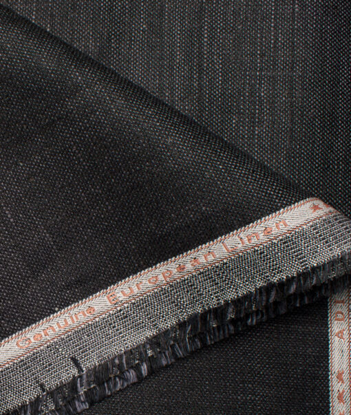 Linen Club Men's Linen Self Design 3.75 Meter Unstitched Suiting Fabric (Dark Grey)