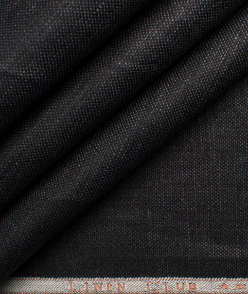 Linen Club Men's Linen Self Design 3.75 Meter Unstitched Suiting Fabric (Dark Grey)