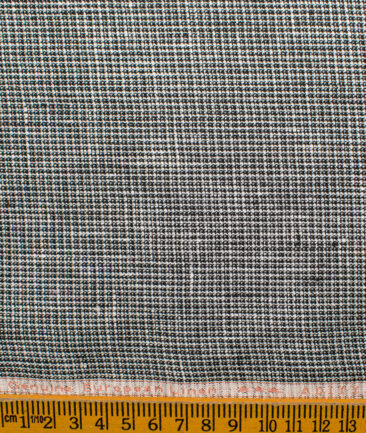 Linen Club Men's Linen Structured 3.75 Meter Unstitched Suiting Fabric (White & Black)