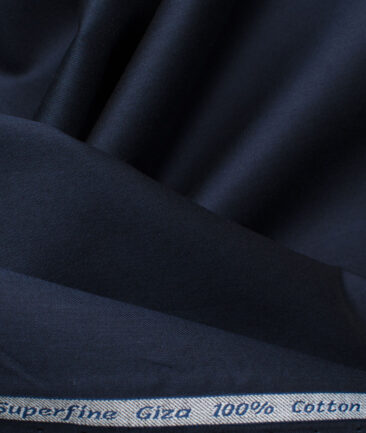 Arvind Tresca Men's Giza Cotton Solids 2.25 Meter Unstitched Shirting Fabric (Navy Blue)