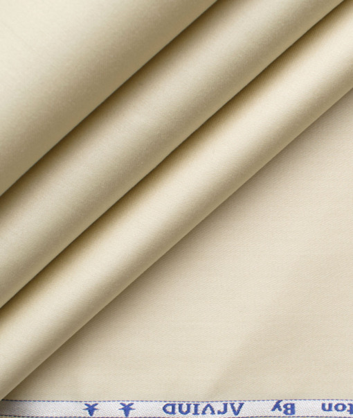 Arvind Men's Premium Cotton Solids 2.25 Meter Unstitched Shirting Fabric (Beige)