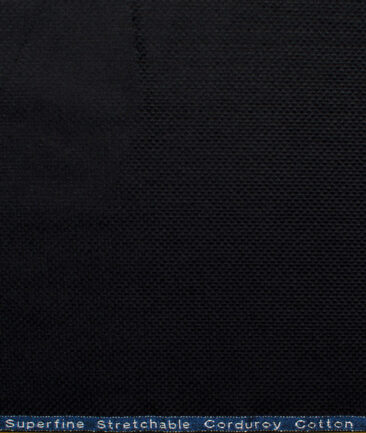 Arvind Tresca Men's Cotton Corduroy 1.50 Meter Unstitched Stretchable Corduroy Trouser Fabric (Black)