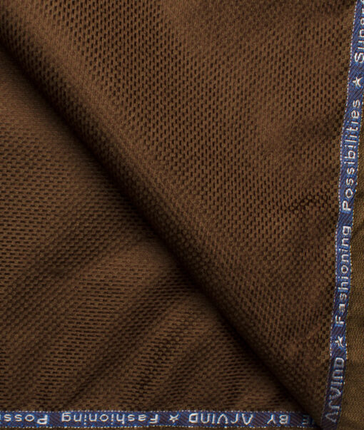 Arvind Tresca Men's Cotton Corduroy 1.50 Meter Unstitched Stretchable Corduroy Trouser Fabric (Camel Brown)