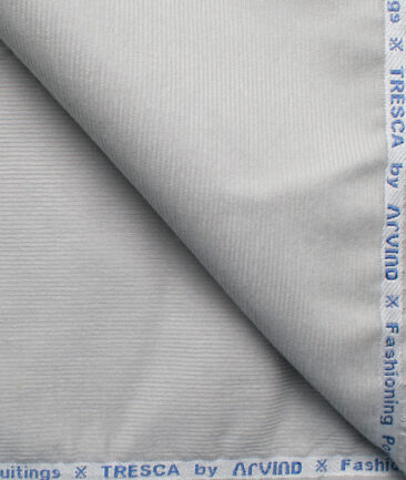 Arvind Tresca Men's Cotton Corduroy 1.50 Meter Unstitched Stretchable Corduroy Trouser Fabric (Light Grey)
