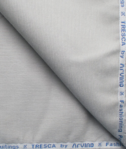 Arvind Tresca Men's Cotton Corduroy 1.50 Meter Unstitched Stretchable Corduroy Trouser Fabric (Light Grey)