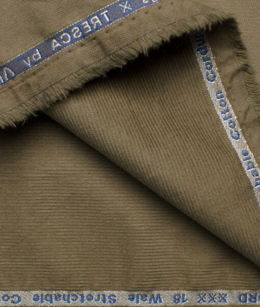 Arvind Tresca Men's Cotton Solids 1.50 Meter Unstitched Stretchable Corduroy Trouser Fabric (Sand Drift Beige)