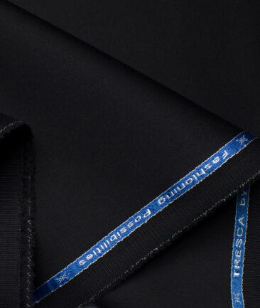 Arvind Tresca Men's Cotton Solids 1.50 Meter Unstitched Stretchable Cotton Trouser Fabric (Black)