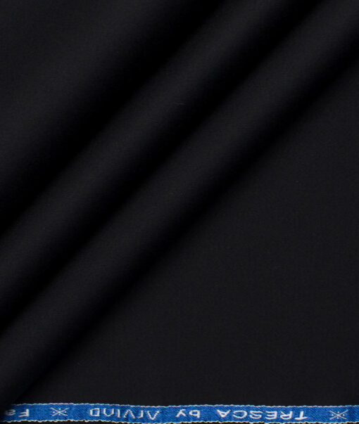 Arvind Tresca Men's Cotton Solids 1.50 Meter Unstitched Stretchable Cotton Trouser Fabric (Black)