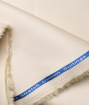 Arvind Tresca Men's Cotton Solids 1.50 Meter Unstitched Stretchable Cotton Trouser Fabric (Cream)