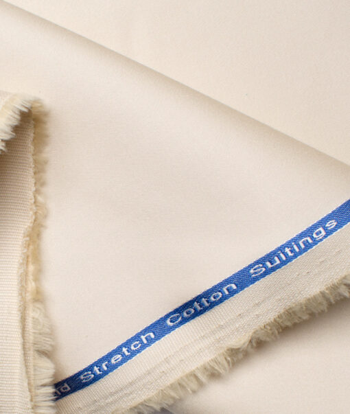 Arvind Tresca Men's Cotton Solids 1.50 Meter Unstitched Stretchable Cotton Trouser Fabric (Cream)