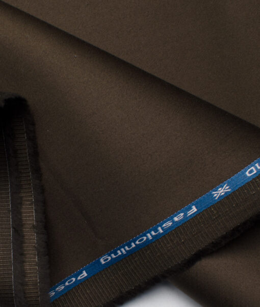 Arvind Tresca Men's Cotton Solids 1.50 Meter Unstitched Stretchable Cotton Trouser Fabric (Dark Brown)