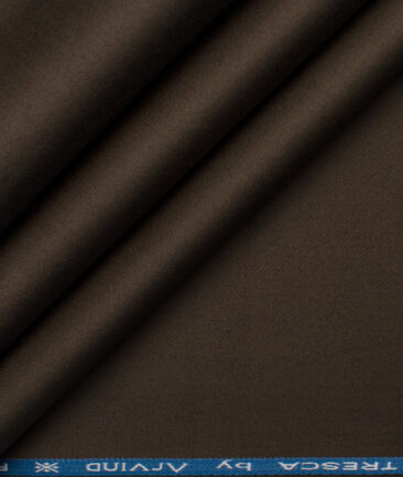 Arvind Tresca Men's Cotton Solids 1.50 Meter Unstitched Stretchable Cotton Trouser Fabric (Dark Brown)