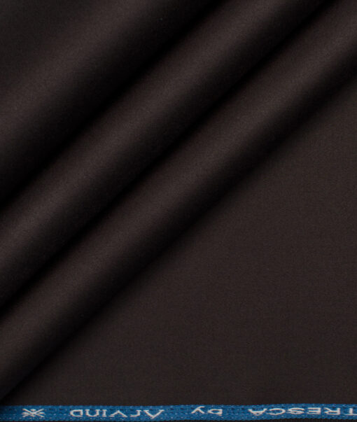 Arvind Tresca Men's Cotton Solids 1.50 Meter Unstitched Stretchable Cotton Trouser Fabric (Dark Chocolate Brown)