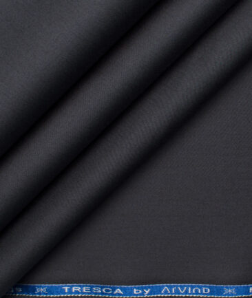 Arvind Tresca Men's Cotton Solids 1.50 Meter Unstitched Stretchable Cotton Trouser Fabric (Dark Grey)