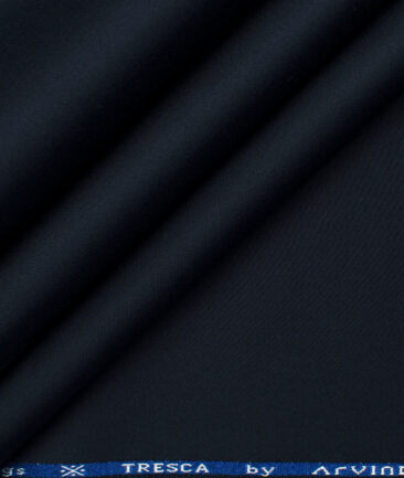 Arvind Tresca Men's Cotton Solids 1.50 Meter Unstitched Stretchable Cotton Trouser Fabric (Dark Navy Blue)