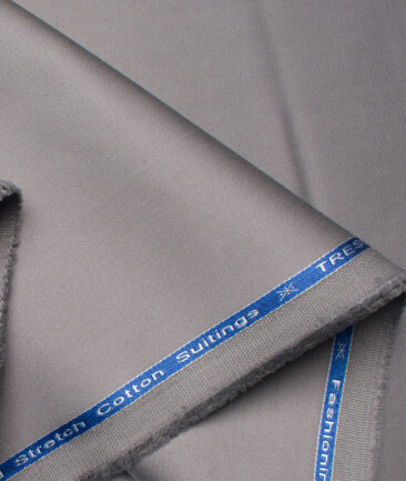Arvind Tresca Men's Cotton Solids 1.50 Meter Unstitched Stretchable Cotton Trouser Fabric (Fossil Grey)