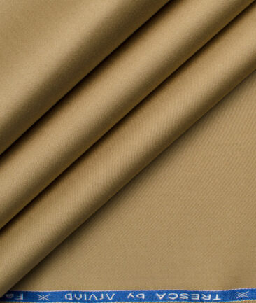 Arvind Tresca Men's Cotton Solids 1.50 Meter Unstitched Stretchable Cotton Trouser Fabric (Granola Beige)