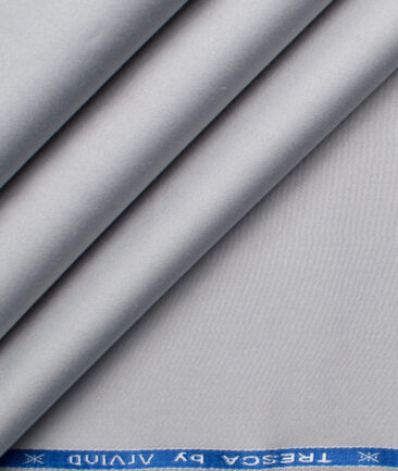 Arvind Tresca Men's Cotton Solids 1.50 Meter Unstitched Stretchable Cotton Trouser Fabric (Light Grey)