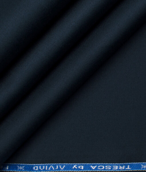 Arvind Tresca Men's Cotton Solids 1.50 Meter Unstitched Stretchable Cotton Trouser Fabric (Peacock Blue)