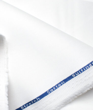 Arvind Tresca Men's Cotton Solids 1.50 Meter Unstitched Stretchable Cotton Trouser Fabric (White)