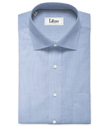 Burgoyne Men's Giza Cotton Solids 2.25 Meter Unstitched Shirting Fabric (Light Blue)