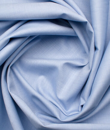 Burgoyne Men's Giza Cotton Solids 2.25 Meter Unstitched Shirting Fabric (Light Blue)