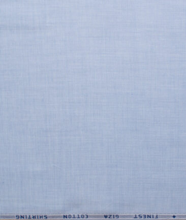 Burgoyne Men's Giza Cotton Solids 2.25 Meter Unstitched Shirting Fabric (Light Blue)