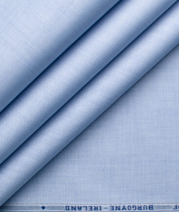 Burgoyne Men's Giza Cotton Solids 2.25 Meter Unstitched Shirting Fabric (Light Blue)
