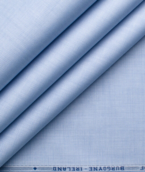 Burgoyne Men's Giza Cotton Solids 2.25 Meter Unstitched Shirting Fabric (Light Blue)