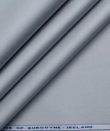 Burgoyne Men's Cotton Solids 1.50 Meter Unstitched Stretchable Cotton Trouser Fabric (Light Cloud Grey)