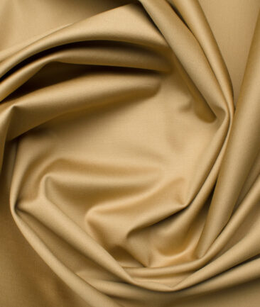 Burgoyne Men's Cotton Solids 1.50 Meter Unstitched Stretchable Cotton Trouser Fabric (Latte Beige)
